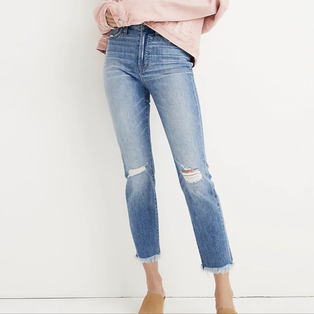 Madewell The Perfect Vintage jean Raw Hem Jeans distressed 24 cropped ankle